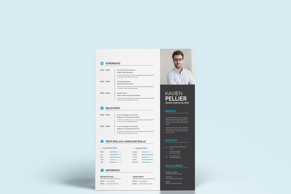 Modern Resume CV Template Design, a Resume Template by Blackcloud_Creations (Photo 3 of 8)