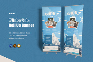 Winter Sale Roll Up Banner, a Print Template by Esensifiksi.studio