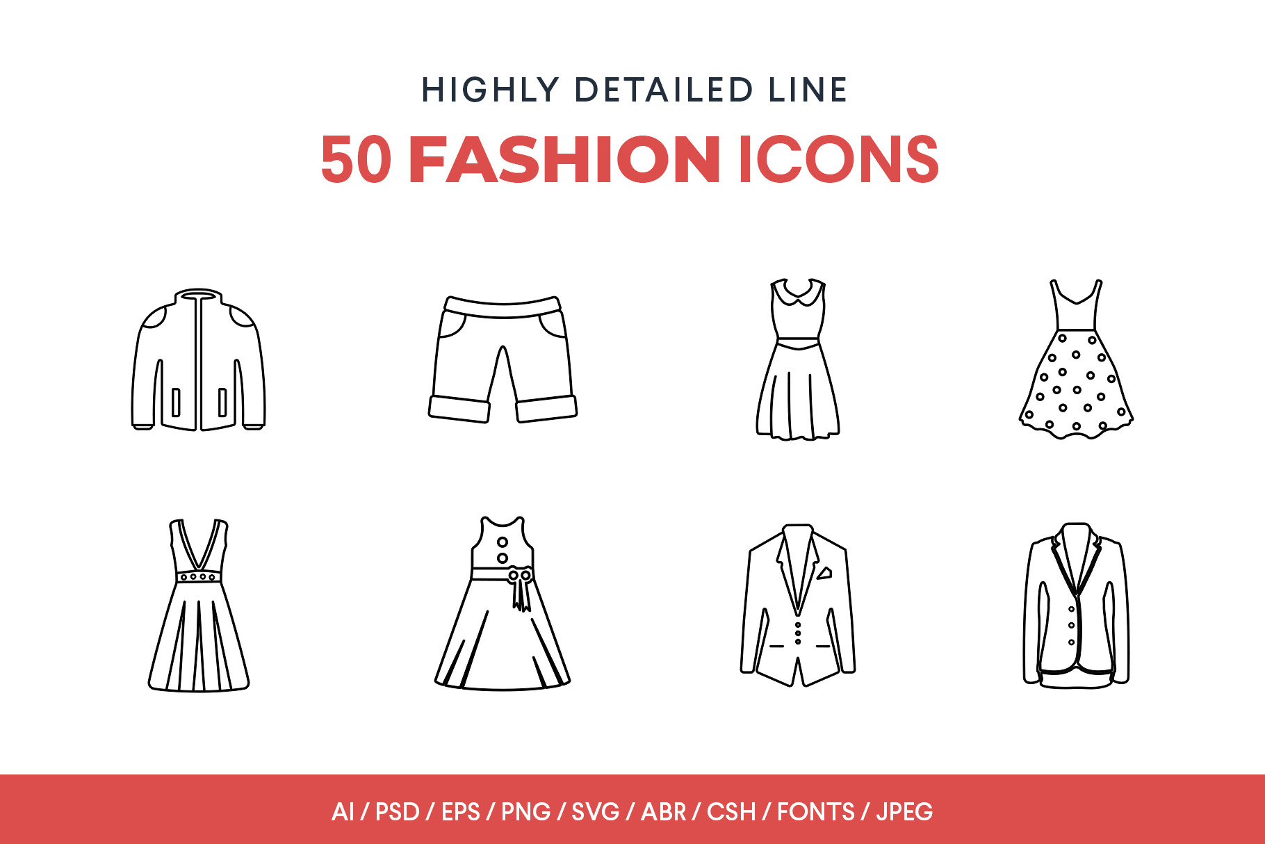 Line Icons Fashion Set by Jumbo Icons  Creative Market