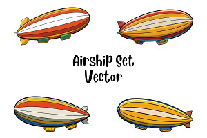 Airship Set Vector, a Transportation Illustration by Awieee1