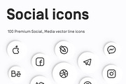 Premium Social Media Icons, an Outline Icon by Myicons (Thumbnail 1 of 2)