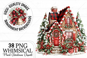 Plaid Christmas Clipart Bundle, a Seasonal Illustration by Canvas Craft
