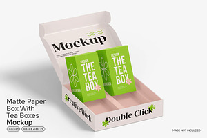 Mate Paper Box With Tea Boxes Mockup