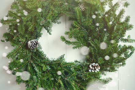 Christmas wreath containing rustic, tree, and decoration