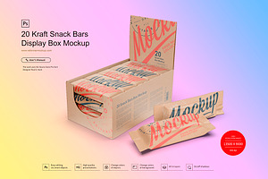 Kraft Box & Snack Bars Mockup