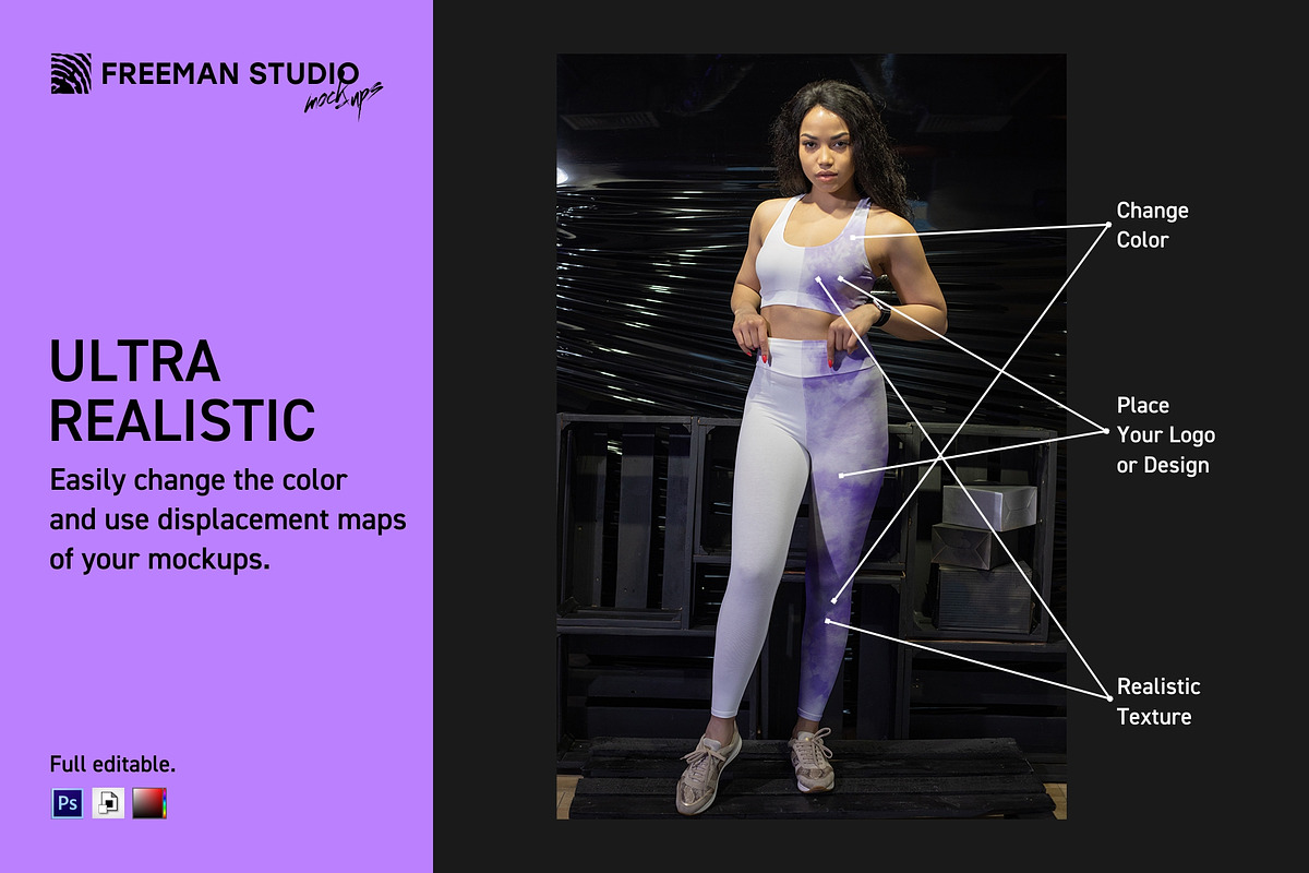 Leggings and Tank-Top Mockup, a Bottom Mockup by Freeman Studio (Photo 4 of 16)