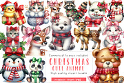 Cute Animal Christmas with Bow, an Illustration by CreationArt (Thumbnail 1 of 5)