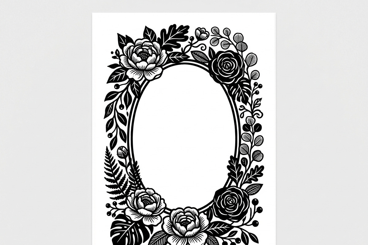 50 Elegant Floral Oval Mirror Frame, a Decorative Illustration by Amazin_art (Photo 7 of 26)
