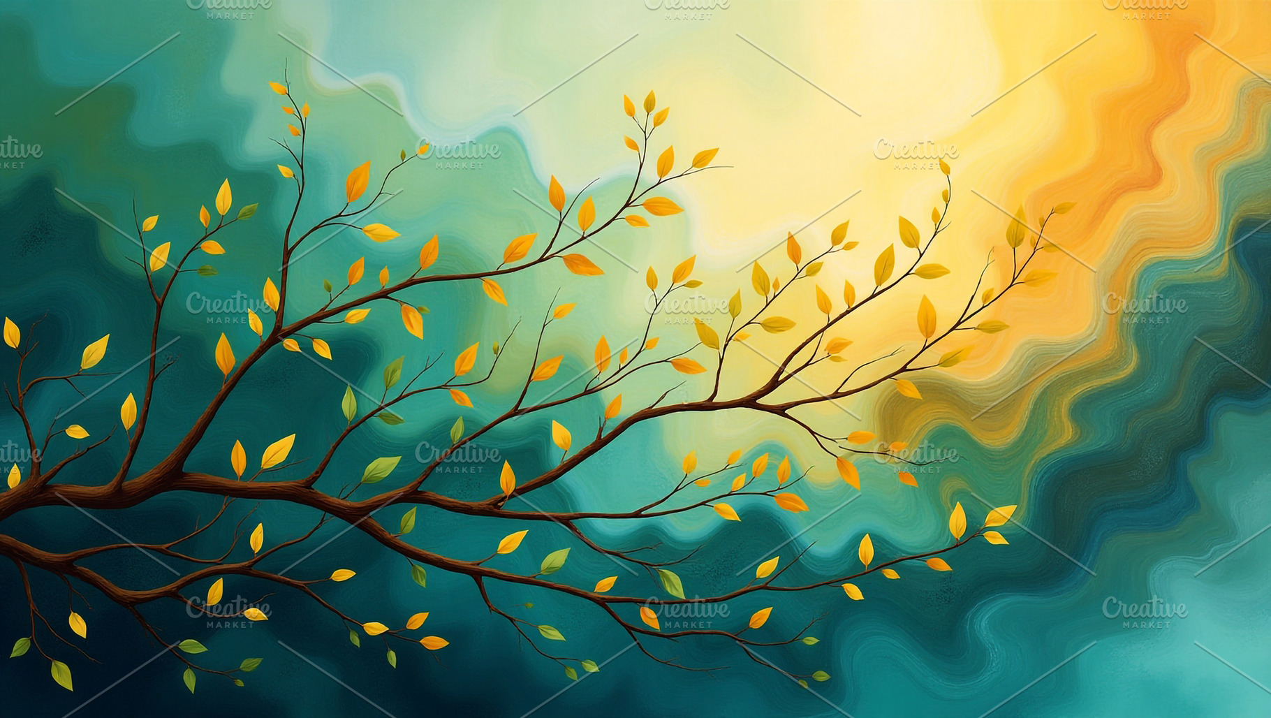 Vibrant Abstract Nature Painting Tea, an Abstract Photo by Stock Shape