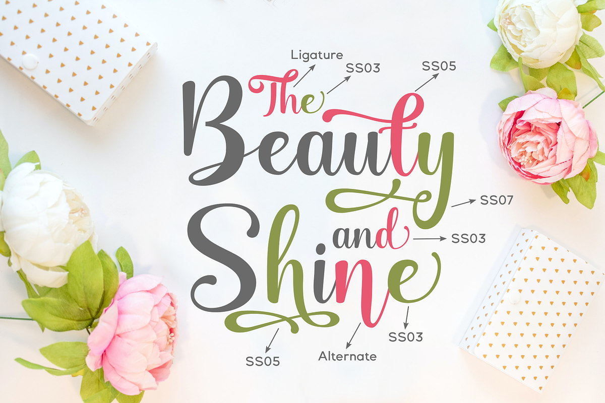 Beauty & Shine / Pretty Script, a Script Font by Java pep (Photo 5 of 15)