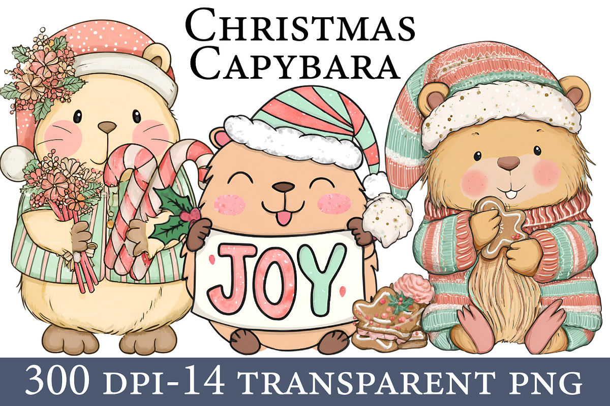 Christmas Capybara Clipart, an Illustration by Designworld (Photo 1 of 6)
