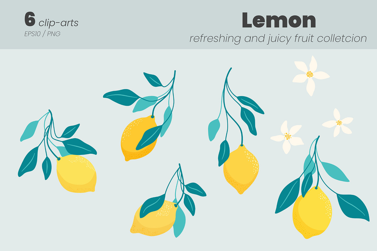 Lemon - fruit collection, a Pattern Graphic by moja doodle (Photo 3 of 3)