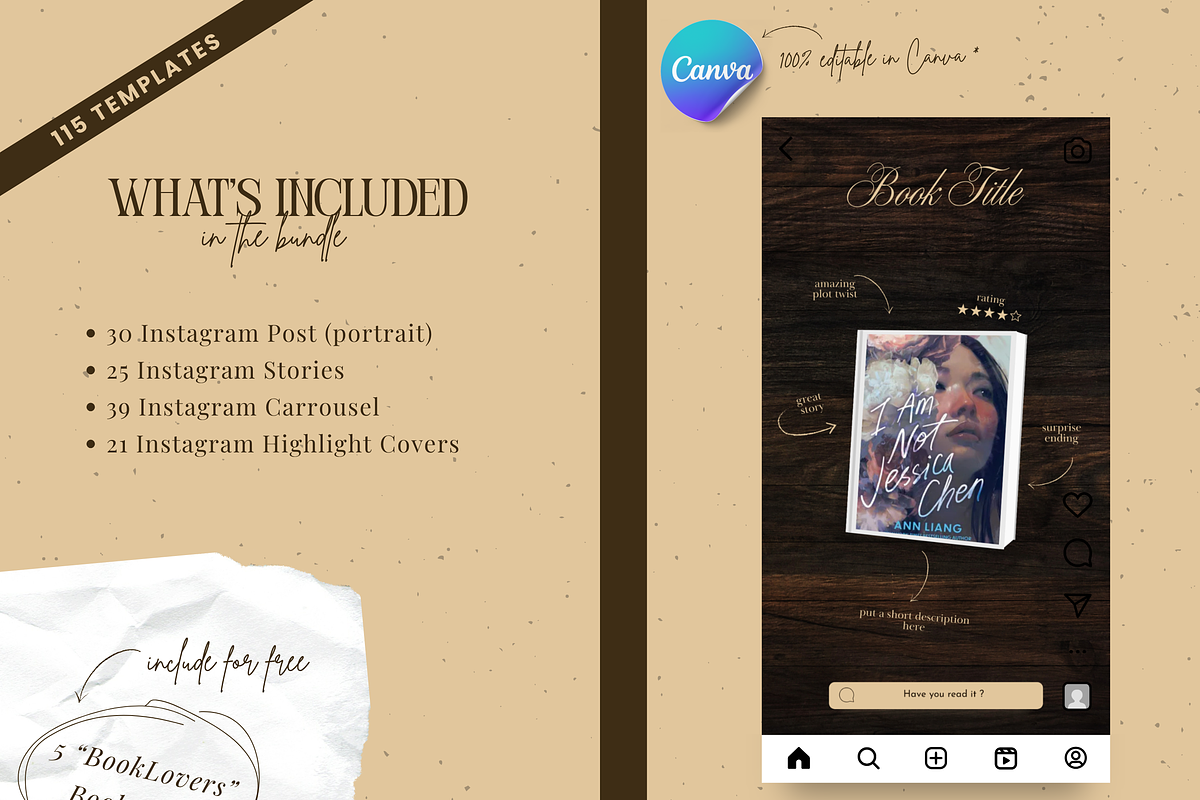 Bookstagram Dark Academia Template, a Social Media Template by PixelBloomClub (Photo 5 of 8)