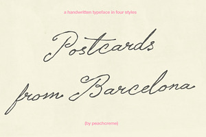 Postcards from Barcelona// Font Set, a Handwritten Font by PeachCreme
