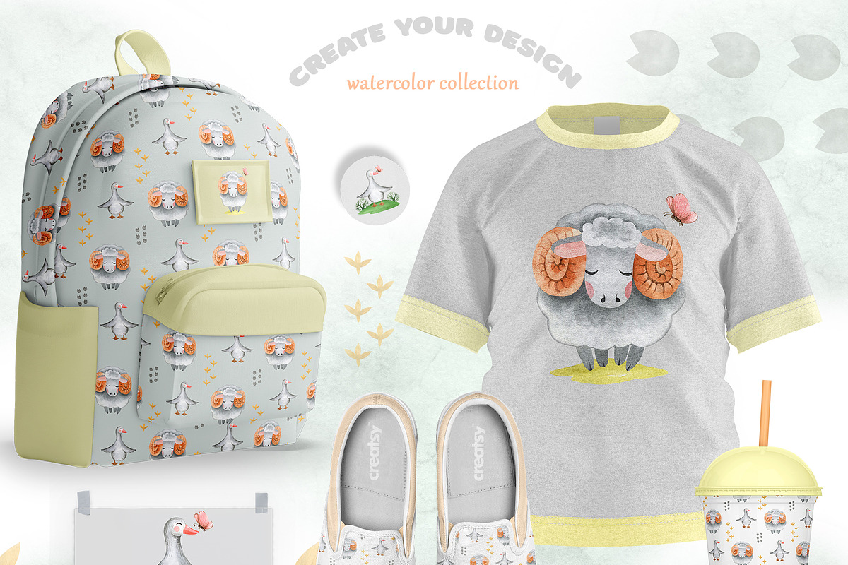 FARM ANIMALS watercolor set, an Animal Illustration by LenArt (Photo 9 of 17)