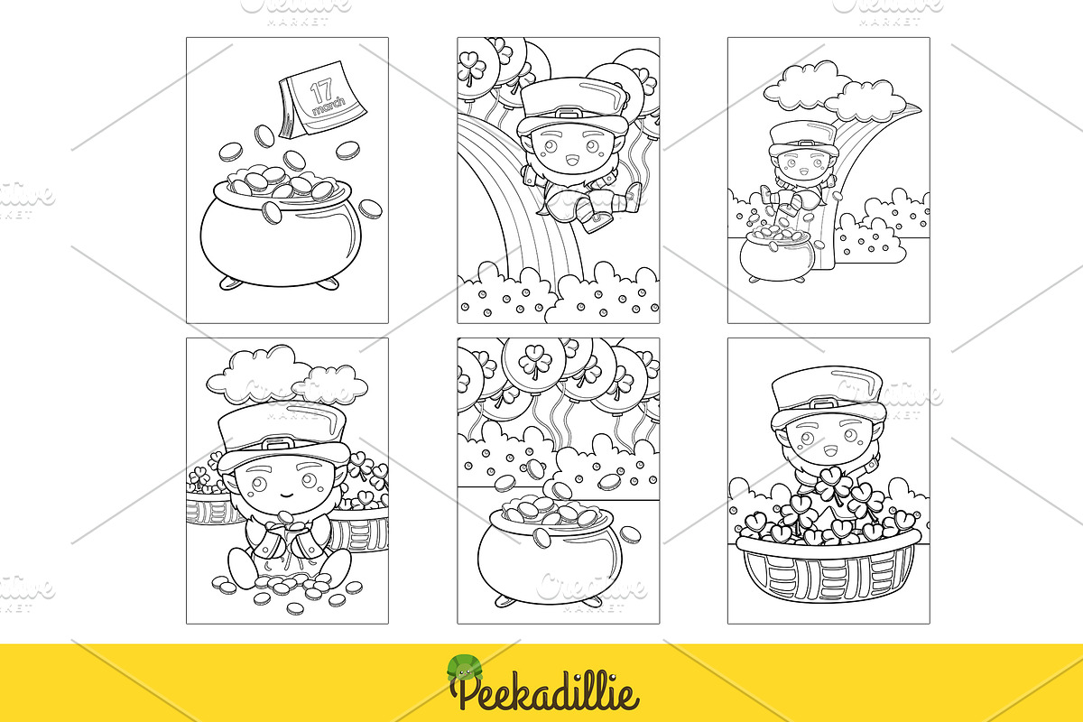 St Patrick Day Party Coloring Set, a Seasonal Illustration by Peekadillie Art (Photo 3 of 3)
