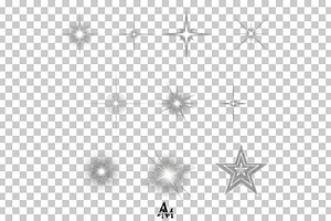 Silver Glitter Star PNG Overlay Set