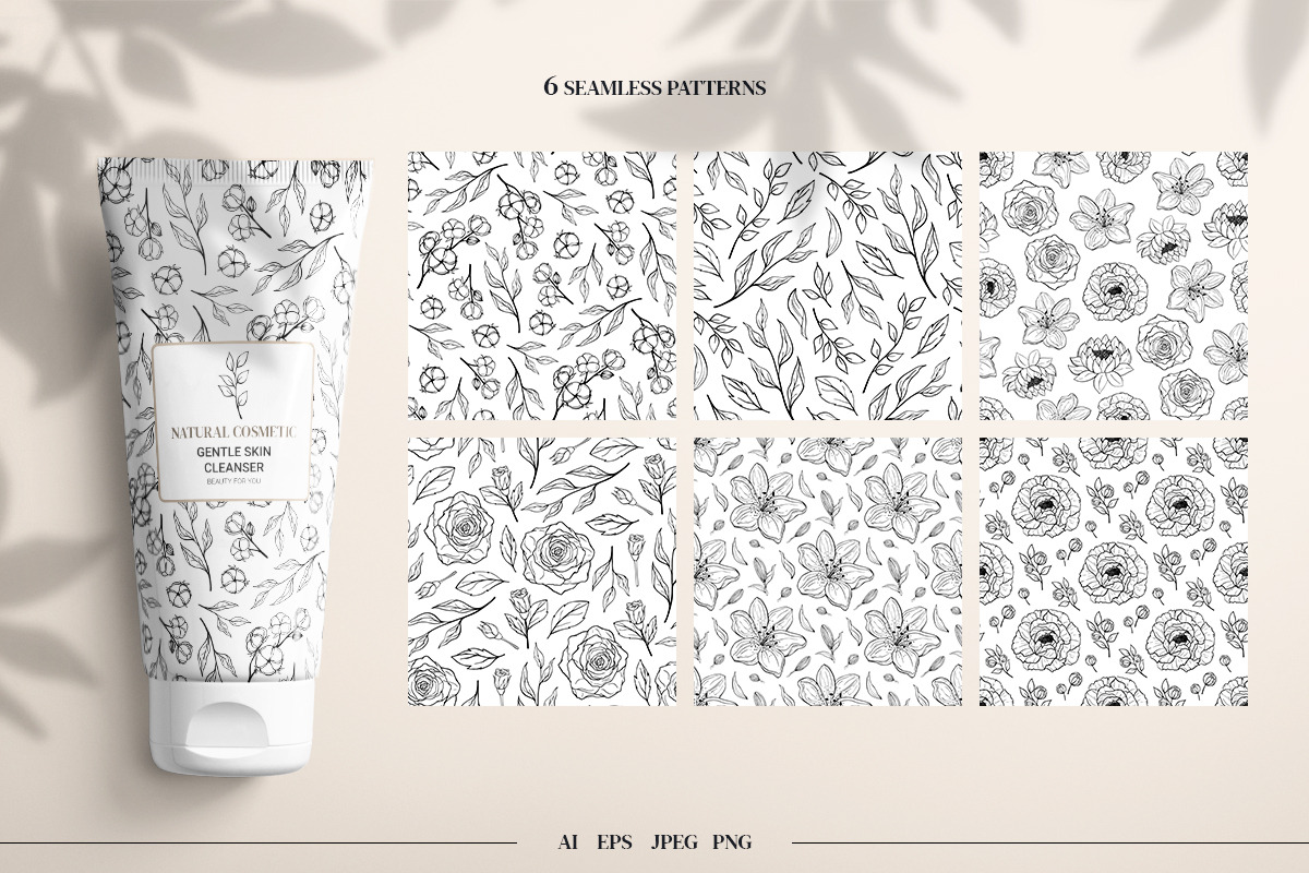Floral Elements. Seamless Patterns., a Decorative Illustration by Diana Kovach (Photo 12 of 18)