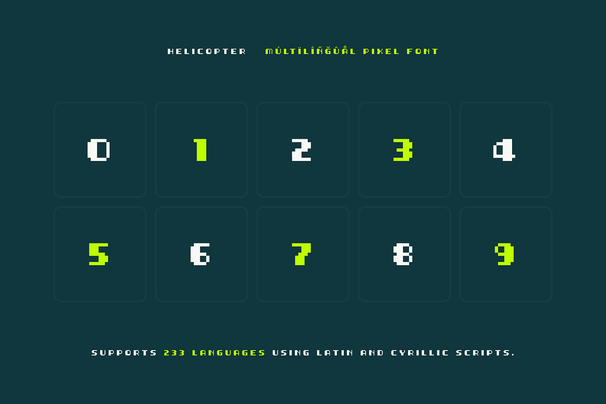 Helicopter – Pixel Display Typeface, a Font by alpercakici (Photo 9 of 14)