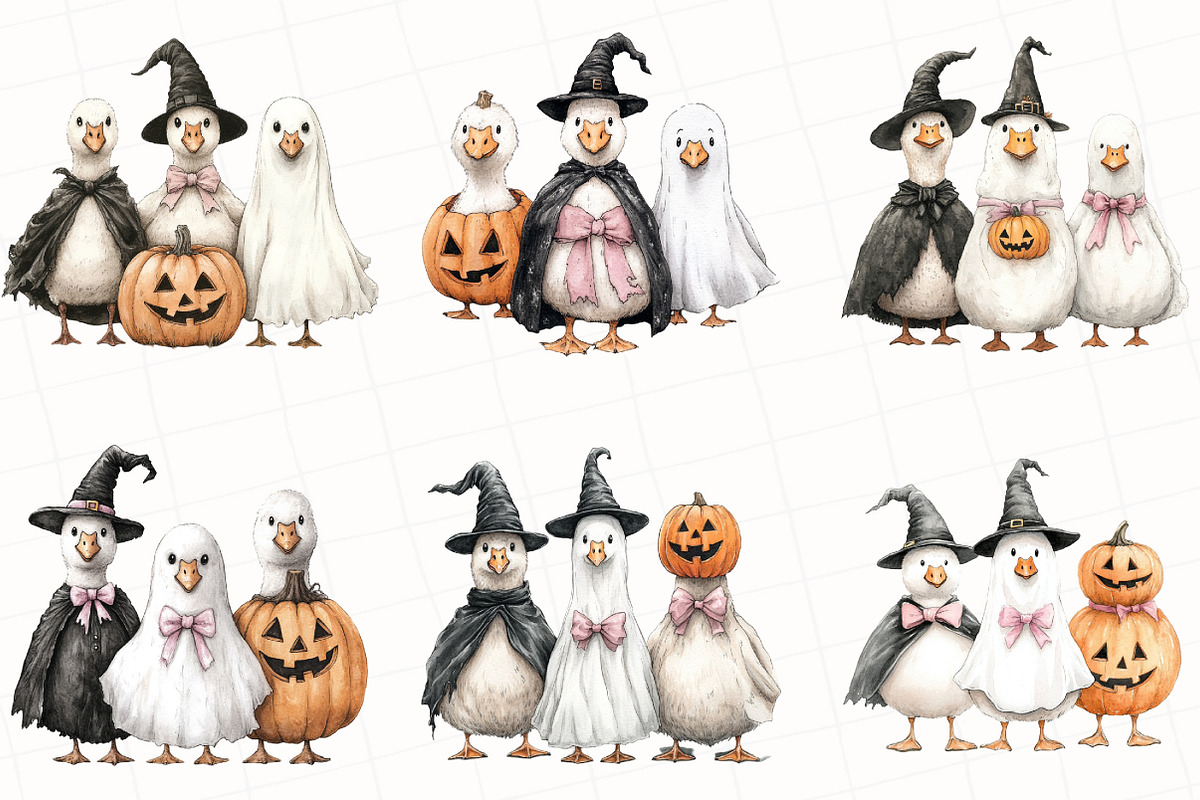 Whimsical Halloween Goose Clipart, an Illustration by OK Design (Photo 3 of 5)