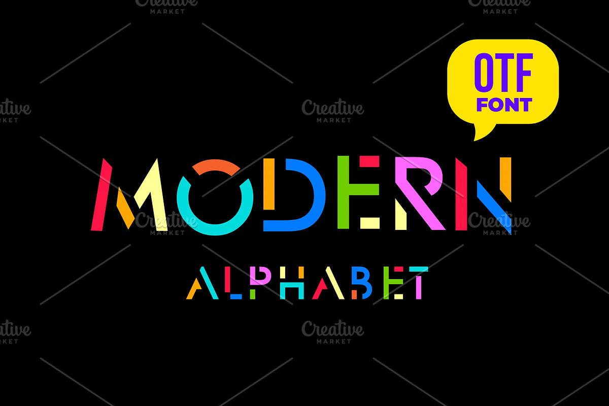 Modern stylized font.