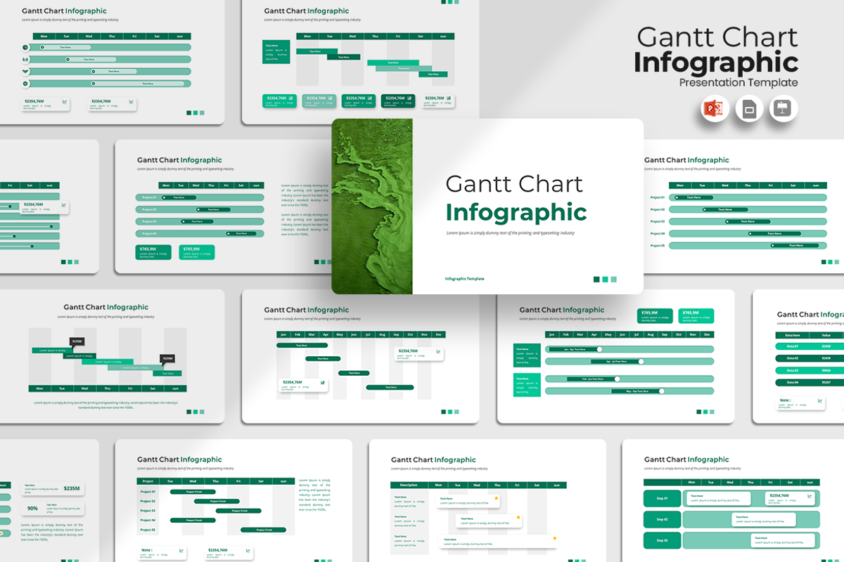 Gantt Chart Infographic - PowerPoint, a Presentation Template by Iqsiart Studio (Photo 1 of 3)