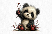 Watercolor Spring Panda Clipart, an Illustration by Craft Nest (Thumbnail 9 of 11)