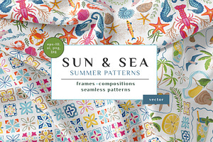 Sun and Sea. Vector Summer Patterns
