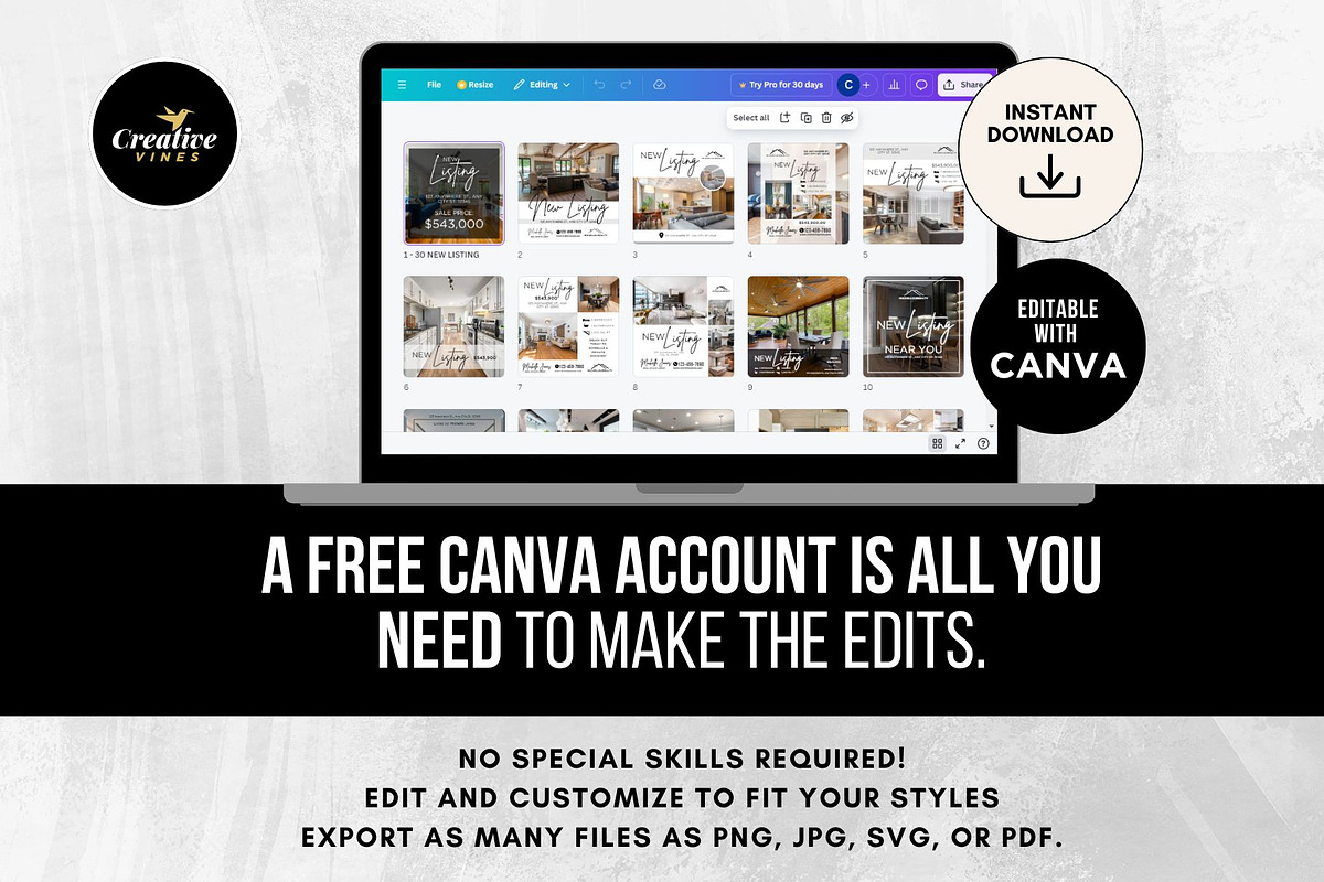 New Listing Instagram Posts Canva, a Social Media Template by CreativeVinesStore (Photo 12 of 12)