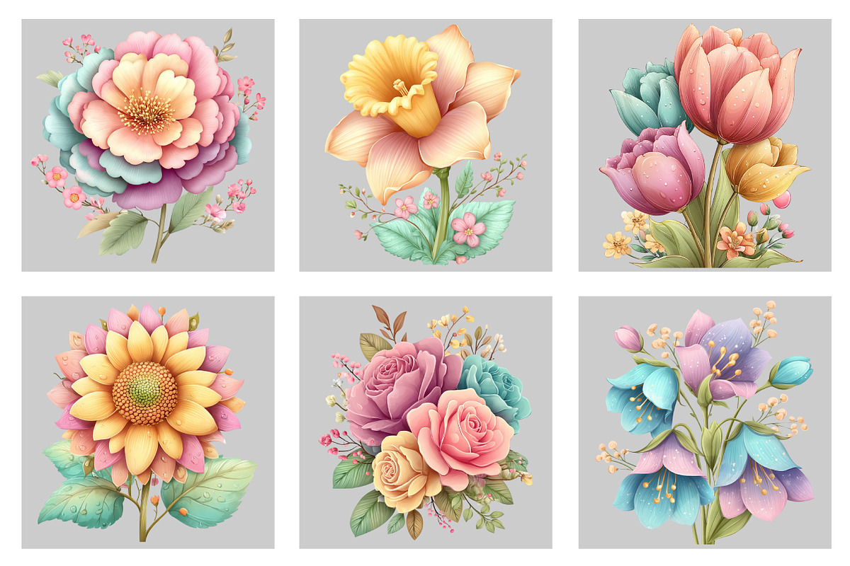 Watercolor Flower Clipart, an Illustration by Black Bird Studio (Photo 5 of 5)