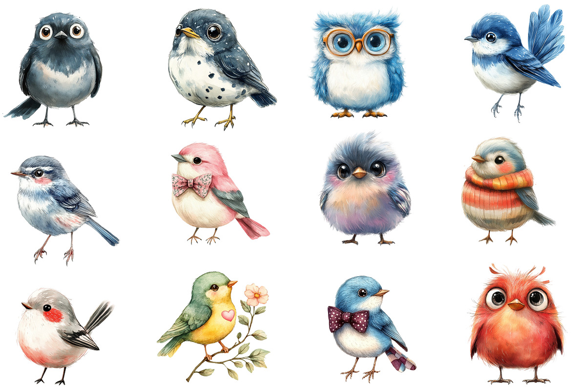 Quirky Whimsical  Birds Clipart, an Illustration by Designworld (Photo 4 of 6)