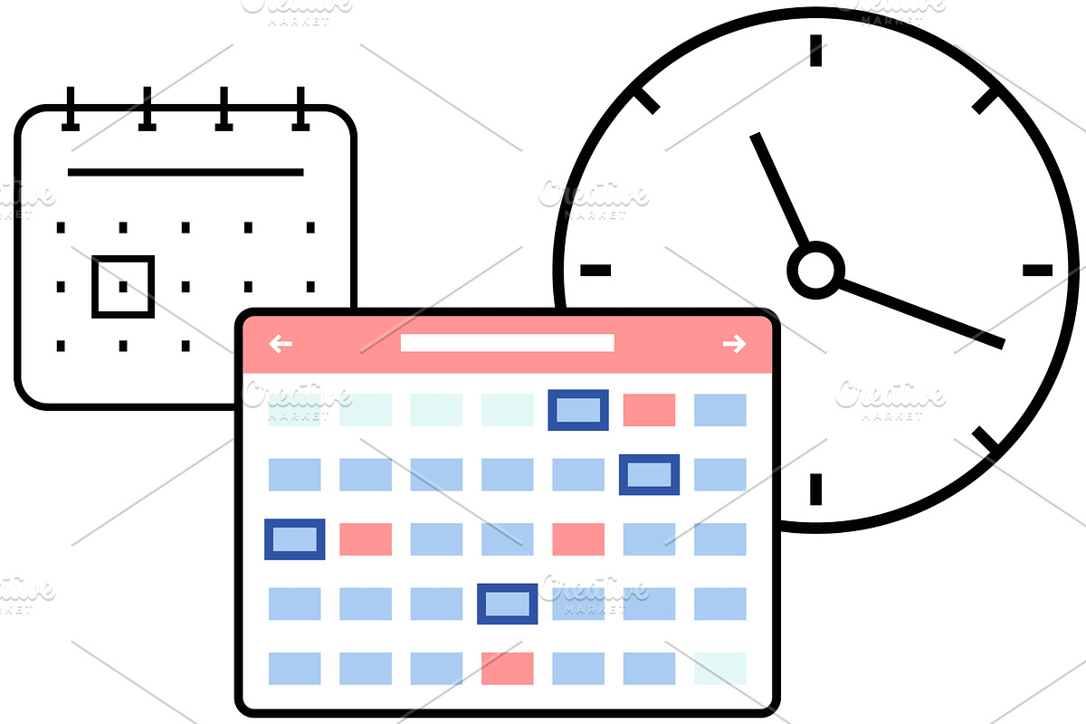Planning and time management icons, an Object Illustration by robuart
