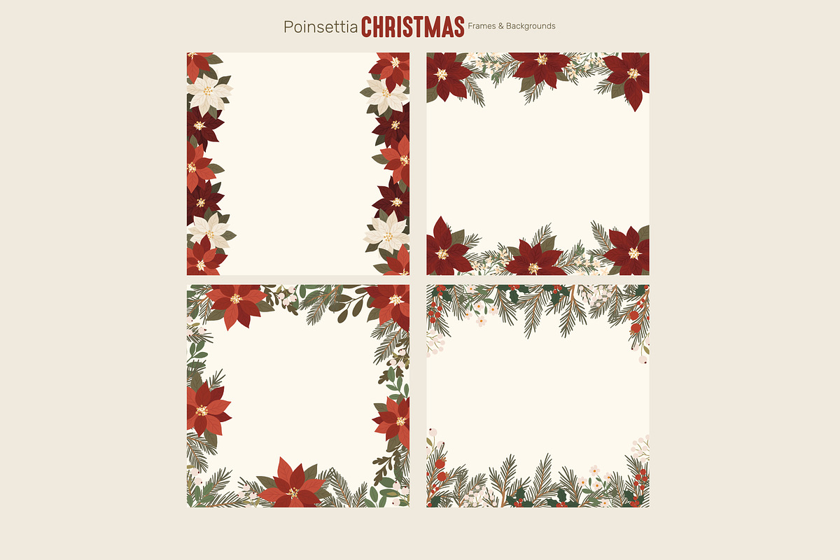 Poinsettia Christmas Backgrounds, a Seasonal Illustration by moja doodle (Photo 9 of 9)