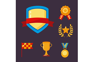 six win awards icons, an Object Illustration by studiogstock
