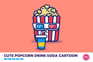 Cute Popcorn Drink Soda Cartoon