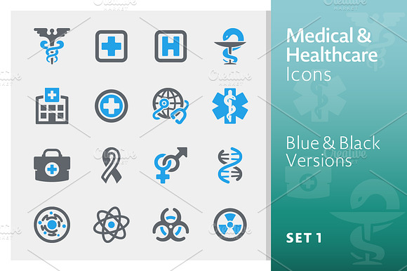 Medical Health Care Icons 1 Blue
