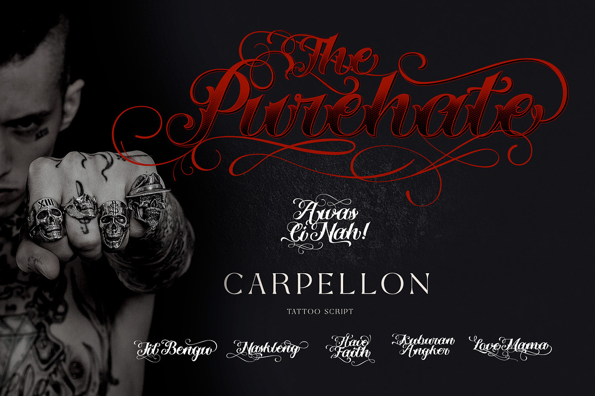 Carpellon - Tattoo Script + Ornament preview 3