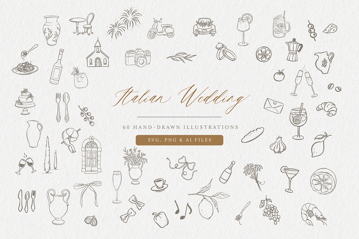 Italian Wedding Clipart Set, an Illustration by White Letters (Photo 1 of 6)