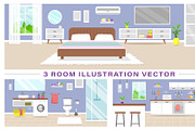 Modern 3 room apartment vector, an Object Illustration by Olena Halahan (Thumbnail 1 of 4)