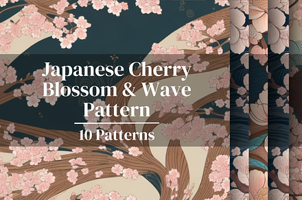 Japanese Cherry Blossom Wave Pattern, a Pattern Graphic by KA7-Designs