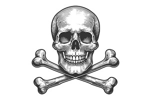 skull and crossbones engraving, a Person Illustration by AlexArt