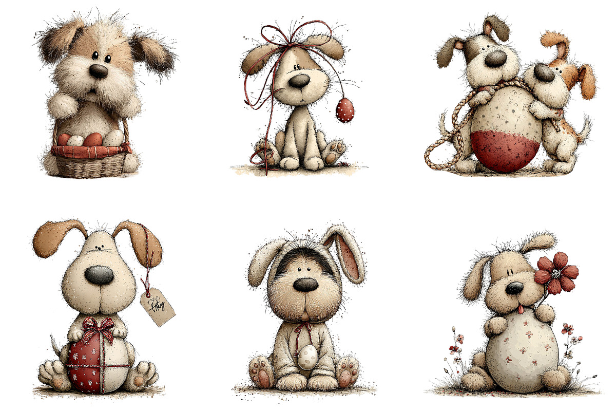 Whimsical Easter Dogs Clipart, an Illustration by CreationArt (Photo 4 of 5)