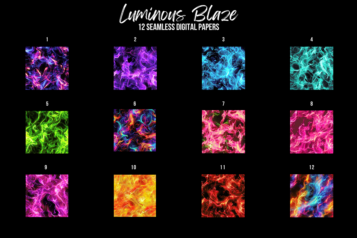 Luminous Blaze Digital Paper, a Pattern Graphic by Chromolume Studio (Photo 2 of 28)