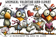 Whimsical Valentine Bird Clipart, an Illustration by OK Design (Thumbnail 1 of 6)