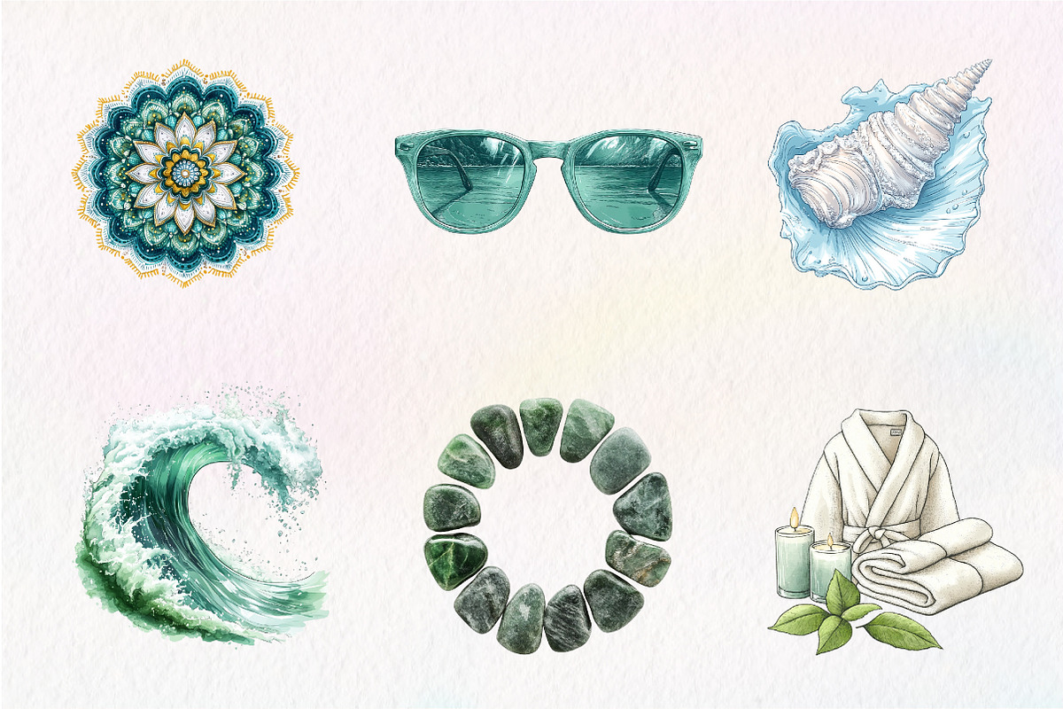 Summer Coastal Serenity Clipart, an Illustration by CreationArt (Photo 4 of 5)