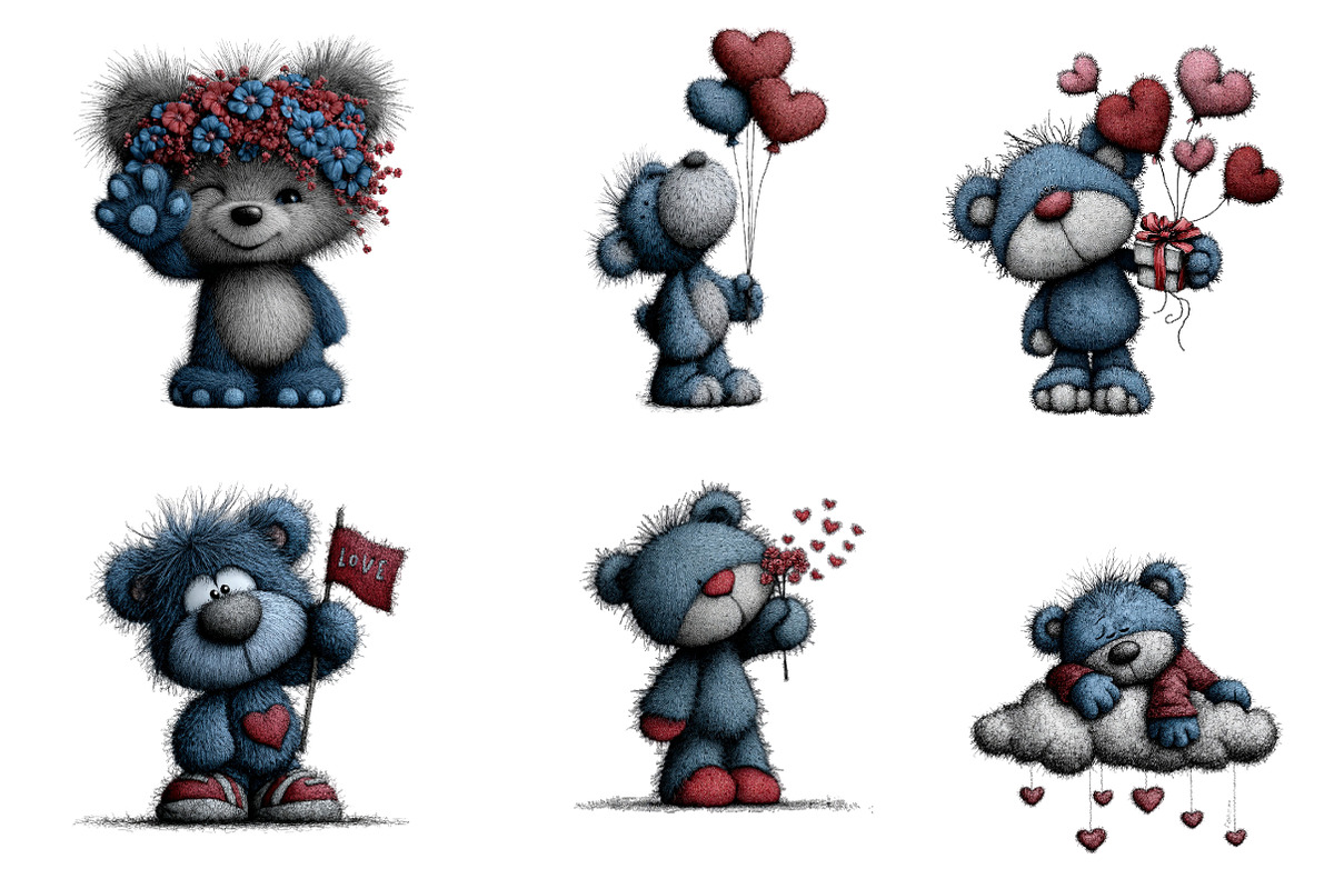 Whimsical Valentine Teddy Bear, an Illustration by CreationArt (Photo 3 of 6)