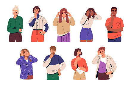 Confused people in doubts set, a Person Illustration by Good Studio