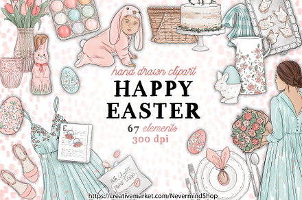 Pastel Easter clipart collection