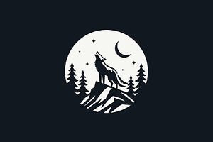 Coyote Howling Under Moonlight, a Branding & Logo Template by Signatoro