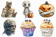 Watercolor Halloween Mummy Clipart, an Illustration by Craft Nest (Thumbnail 3 of 6)